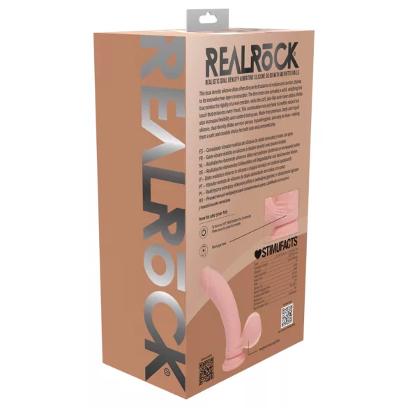 RealRock - dvigubo tankio tikroviškas vibratorius (kūno spalvos) - 18 cm