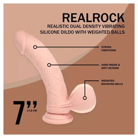 RealRock - dvigubo tankio tikroviškas vibratorius (kūno spalvos) - 18 cm
