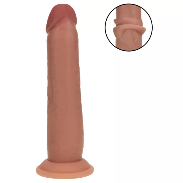 RealRock - dvigubo tankio tikroviškas dildo (įdegio spalvos) - 20,5 cm