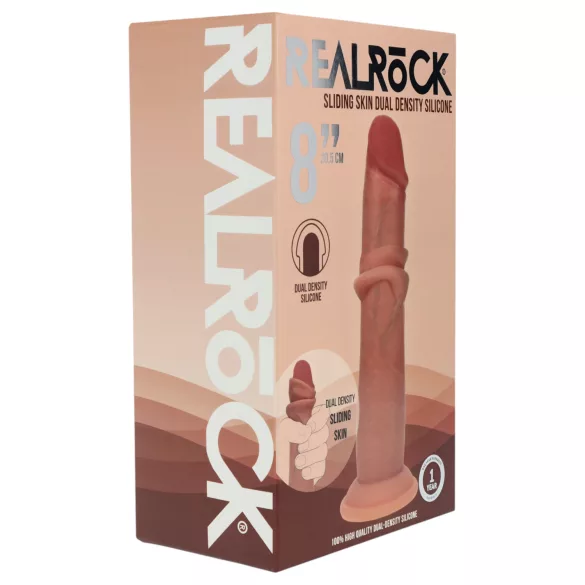 RealRock - dvigubo tankio tikroviškas dildo (įdegio spalvos) - 20,5 cm