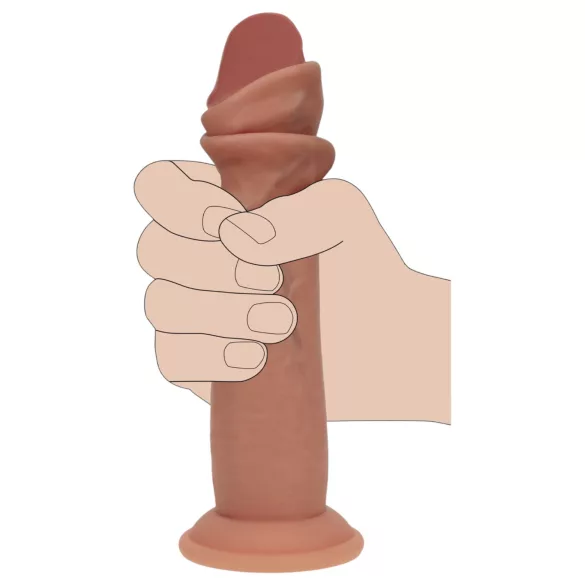 RealRock - dvigubo tankio tikroviškas dildo (įdegio spalvos) - 20,5 cm