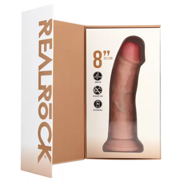 RealRock - vibratorius su siurbtuku - kūno spalvos (20,5 cm)
