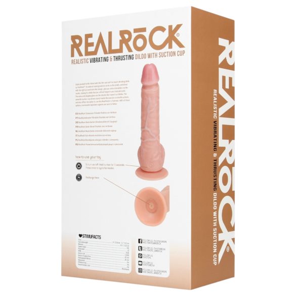 RealRock - vibratorius su siurbtuku ir stūmimo funkcija - kūno spalvos 20,5 cm