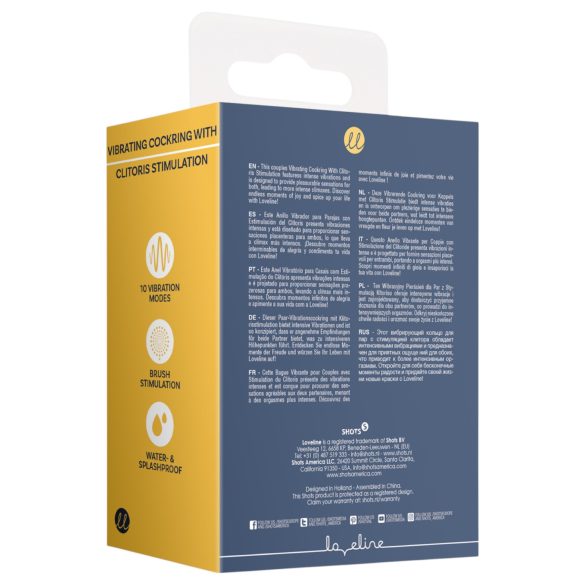 Loveline - vibruojantis penio žiedas su klitorio stimulatoriumi - pilkas