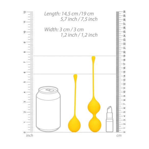Loveline - vaginaliniai kamuoliukai rinkinys - 2 vnt - silikonas - geltoni