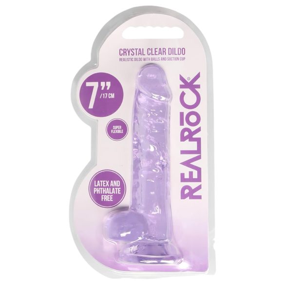 RealRock - permatomas realistiškas dildo - violetinis - 17 cm