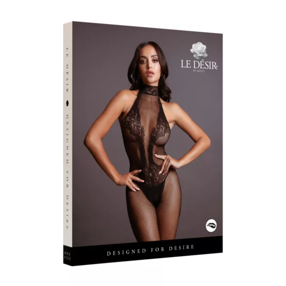 Le Désir - nėriniuotas tinklinis bodis - juodas - S-XL