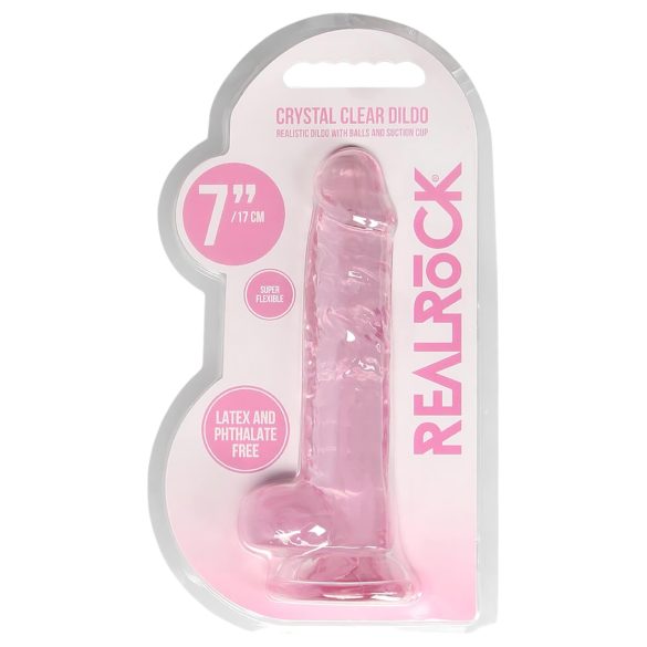 RealRock - realistiškas permatomas dildo - rožinis - 17 cm