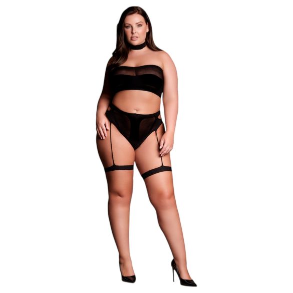 Le Désir Plus Size - 3 dalių apatinio trikotažo komplektas - juodas (XL-4XL)