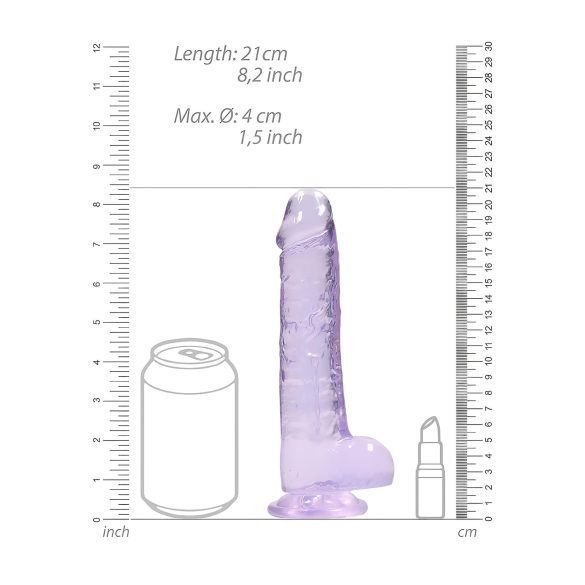 RealRock - permatomas realistiškas dildo - violetinis - 19 cm