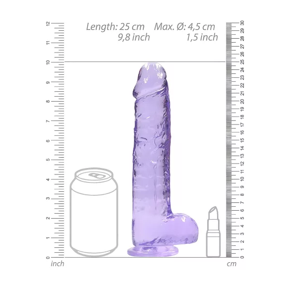 RealRock - permatomas realistiškas dildo - violetinis - 22 cm