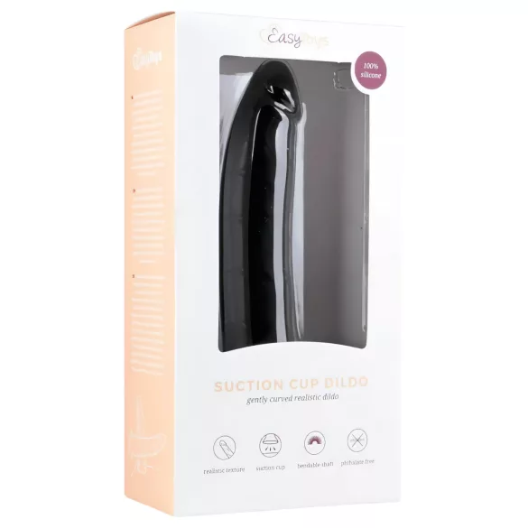 Easytoys - dildo su siurbtuku - silikoninis - juodas - 21 cm