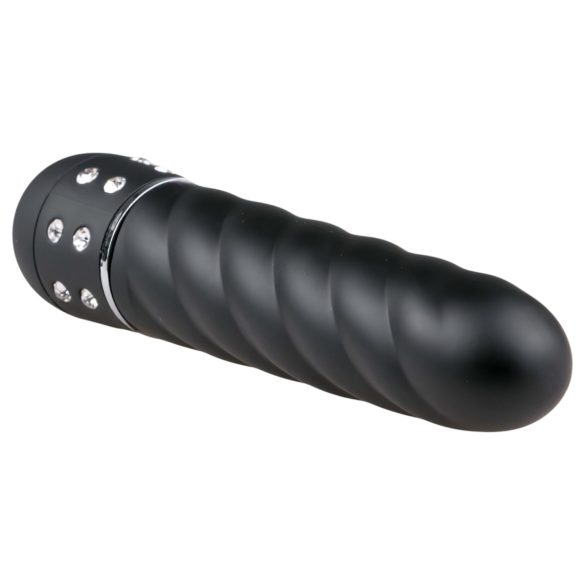 Easytoys Diamond Twirled - vibruojantis dildo - juodas
