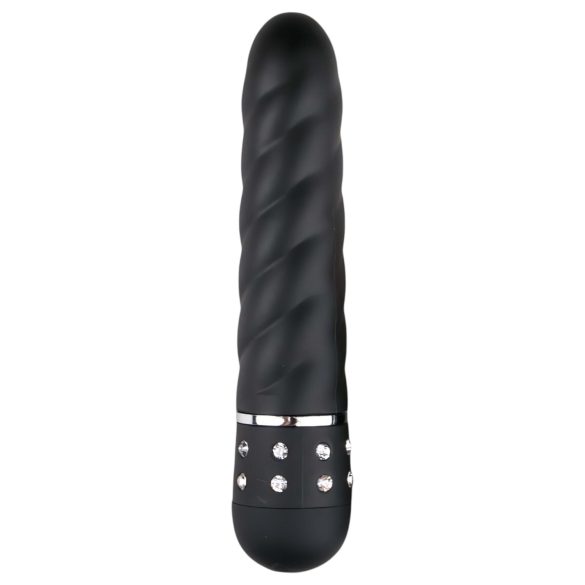 Easytoys Diamond Twirled - vibruojantis dildo - juodas
