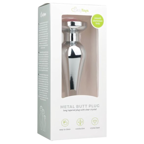 Easytoys Metal No.11 - analinis kaištis su rožiniu akmenuku - sidabrinis 3,5 cm