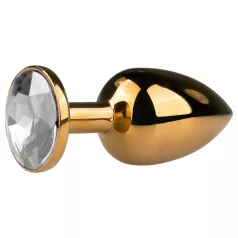   EasyToys Metal No.1 - auksinis analinis kaištis kūgio formos, su baltais akmenukais (2,5 cm)