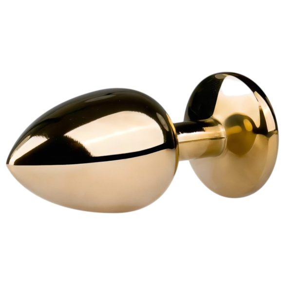 EasyToys Metal No.1 - auksinis analinis kaištis kūgio formos, su baltais akmenukais (2,5 cm)