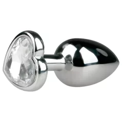   Easytoys Metal No.2 - analinis kaištis su širdelės akute - sidabrinis/baltas