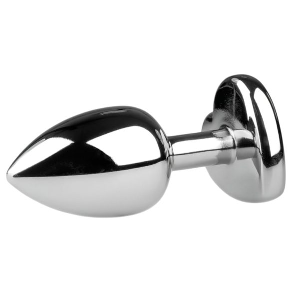 Easytoys Metal No.2 - analinis kaištis su širdelės akute - sidabrinis/baltas