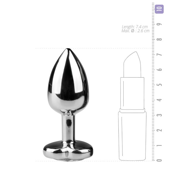 Easytoys Metal No.2 - analinis kaištis su širdelės akute - sidabrinis/baltas