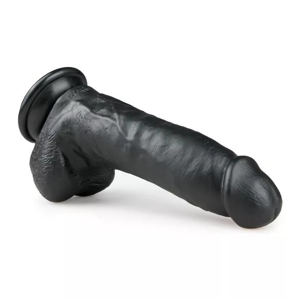 Easytoys - dildo su siurbtuku ir sėklidėmis - 20 cm - juodas