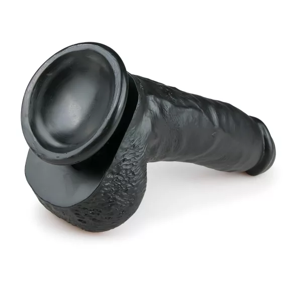 Easytoys - dildo su siurbtuku ir sėklidėmis - 20 cm - juodas
