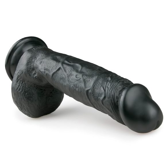 Easytoys - dildo su sėklidėmis ir siurbtuku - juodas 22,5 cm