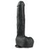 Easytoys - siurbtukas, didelis dildo su sėklidėmis (29,5 cm) - juodas