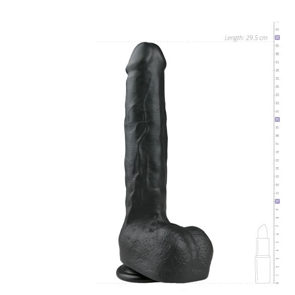 Easytoys - siurbtukas, didelis dildo su sėklidėmis (29,5 cm) - juodas