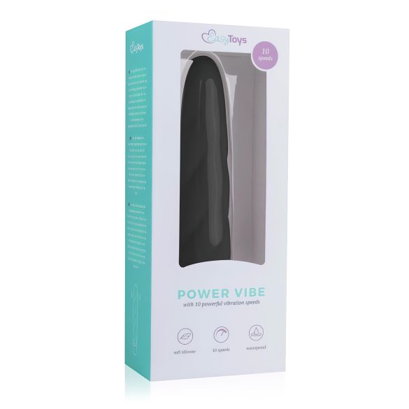 Easytoys Power Vibe - susuktas silikoninis juodos spalvos vibratorius