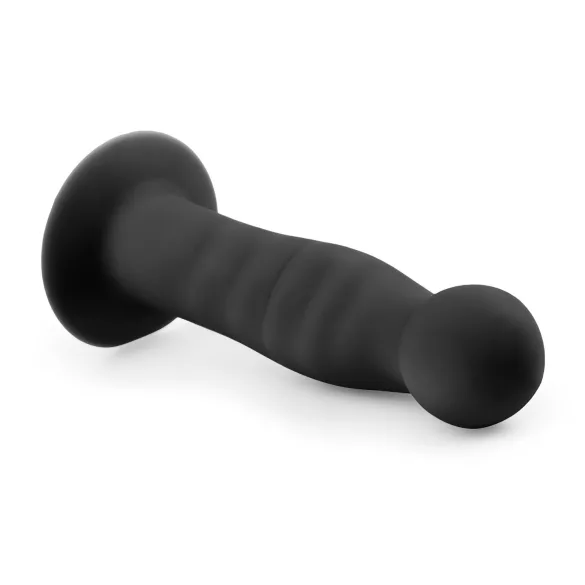Easytoys Ribbed - analinis dildo su siurbtuku - 14cm - juodas