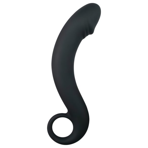 EasyToys Išlenktas Džongas - silikoninis analinis dildo (juodas)