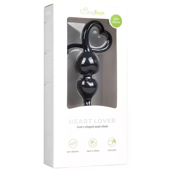 EasyToys - analinis dildo su karoliukais - juodas