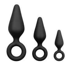   Easytoys - analinių kaiščių rinkinys su žiedu - 3 vnt - juoda