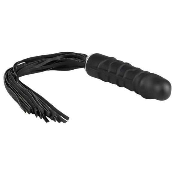 Easytoys Flogger - botagė ir silikoninis dildo viename (juodas)