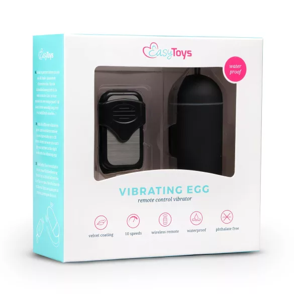 EasyToys - nešiojamas vibruojantis kiaušinėlis su nuotolinio valdymo pulteliu (juodas)