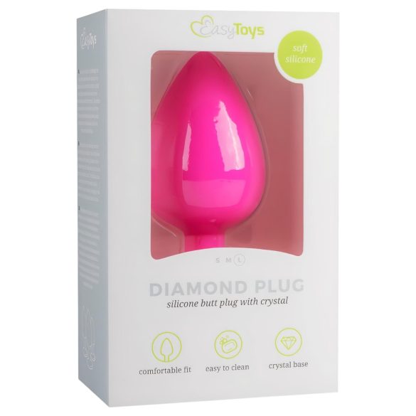 Easytoys Diamond - analinis kaištis su deimantine akutėle - didelis - rožinis
