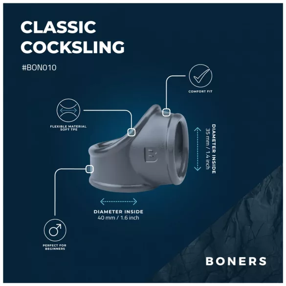 Boners - penio žiedas ir sėklidžių tempimo žiedas - pilkas