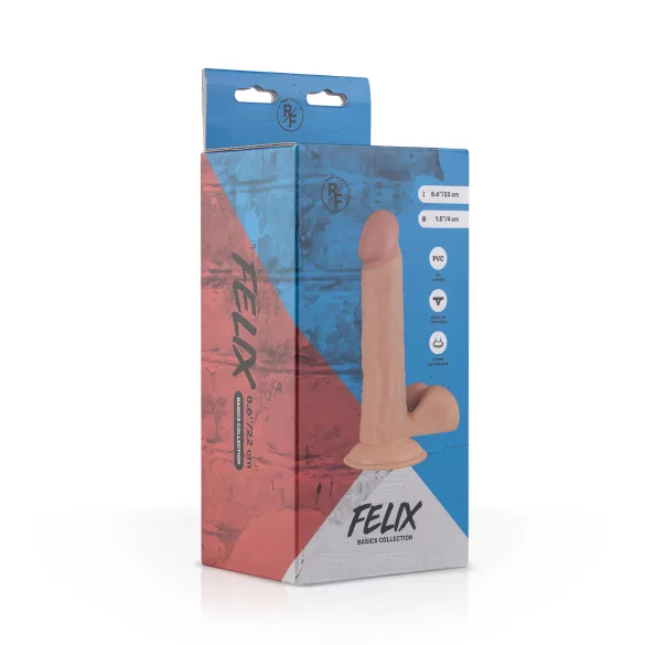 Real Fantasy Felix - tikroviškas falo imitatorius su sėklidėmis - 22 cm