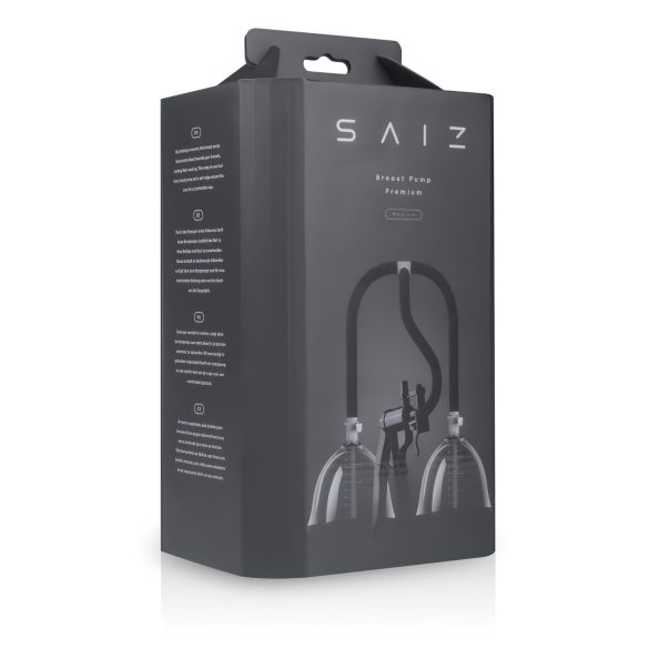 Saiz Premium - dviguba krūties pompa - maža (skaidri-juoda)