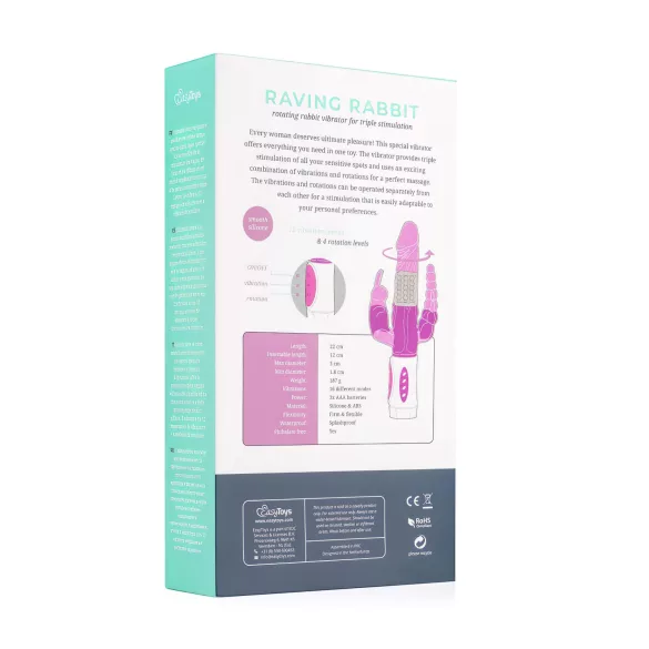 Easytoys Raving Rabbit - 3 šakų vibratorius (rožinis)