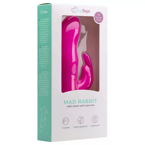 Easytoys Mad Rabbit - vibratorius su kiškio auselėmis klitoriui - rožinis