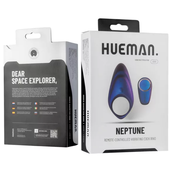Hueman Neptune - vibruojantis penio žiedas - vandeniui atsparus - violetinis