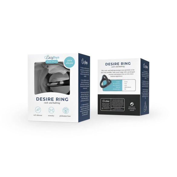 Easytoys Desire Ring - lankstus penio ir sėklidžių žiedas - juodas