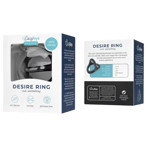 Easytoys Desire Ring - lankstus penio ir sėklidžių žiedas - juodas