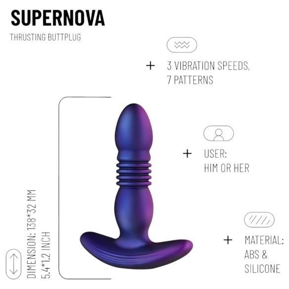Hueman Supernova - stumdomas analinis vibratorius - silikonas - violetinis