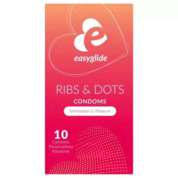 EasyGlide - prezervatyvai su taškeliais ir briaunelėmis - 10 vnt