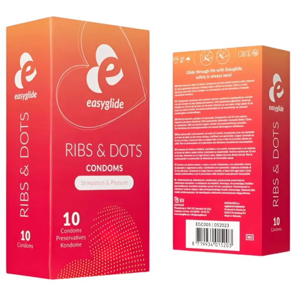 EasyGlide - prezervatyvai su taškeliais ir briaunelėmis - 10 vnt