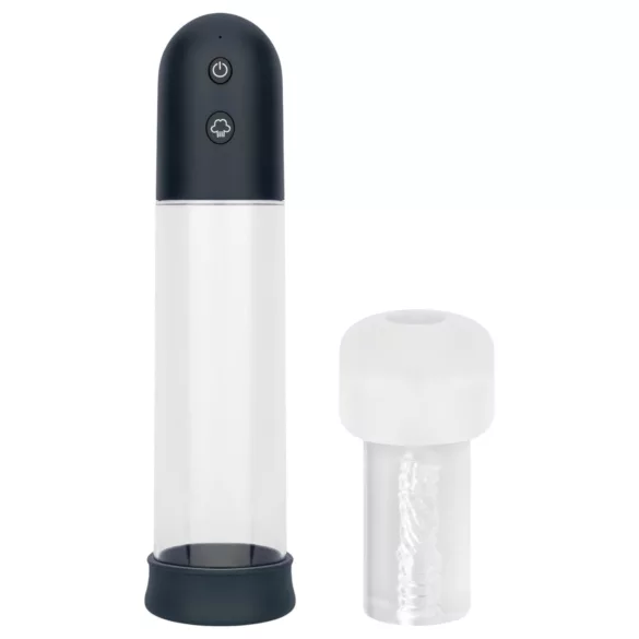Boners - automatinė penio pompa masturbatorius (skaidrus-juodas)