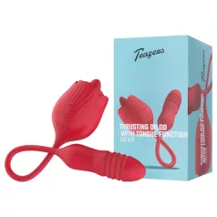   Teazers Rose - stumdomasis vibratorius su liežuvėlio klitorio stimuliatoriumi (raudonas)